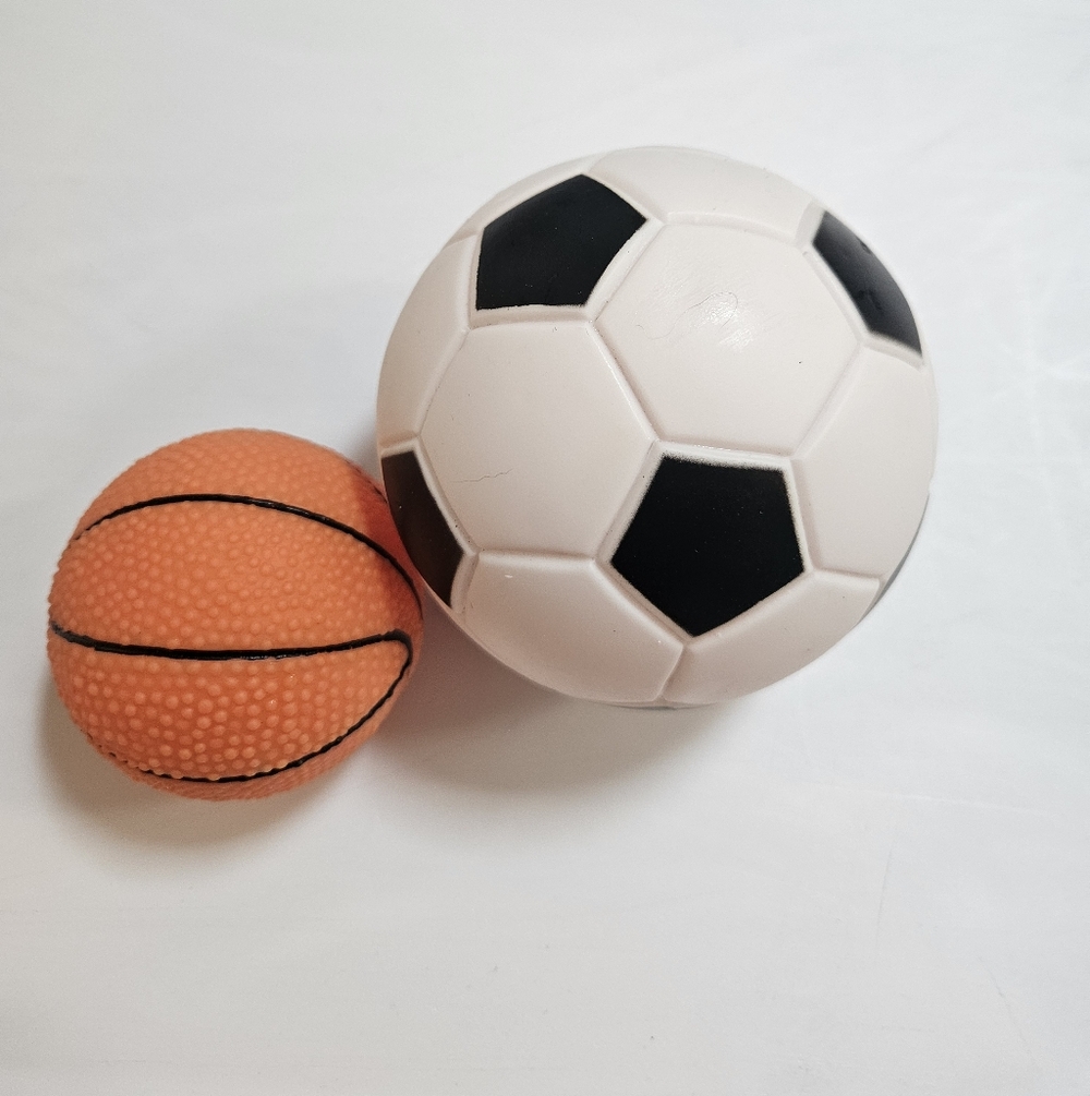 Dog Toys 3" And 4.5" Squeeky Rubber Sports Balls Play Catch